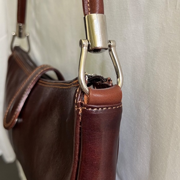 Brown Leather Looping Handle Bag Made in Italy - Picture 10 of 16